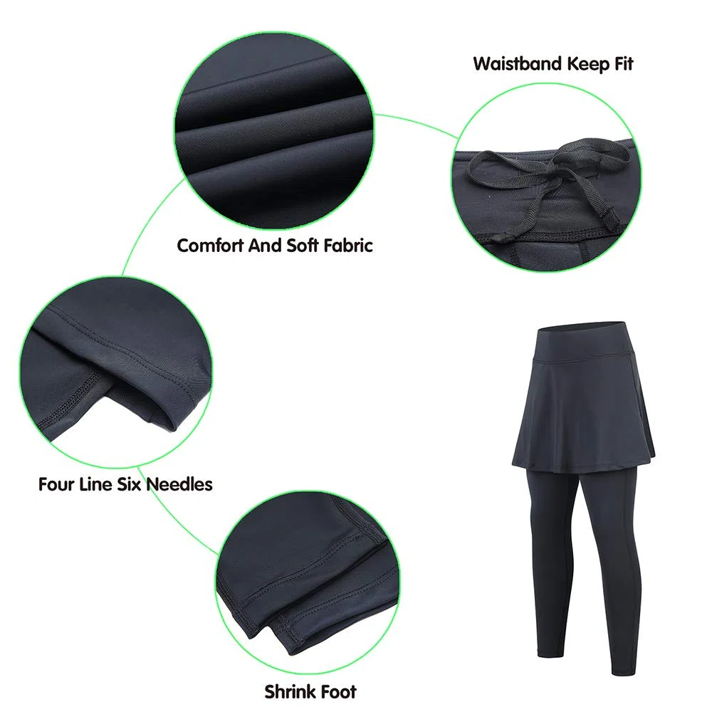 Turnhier Damen Leggings Tennis Rock mit Kopfhöreranschluss und Taschen,Tennisröcke Sportskort Laufskort Capris Yoga Leggings mit Röcken zum Golfen