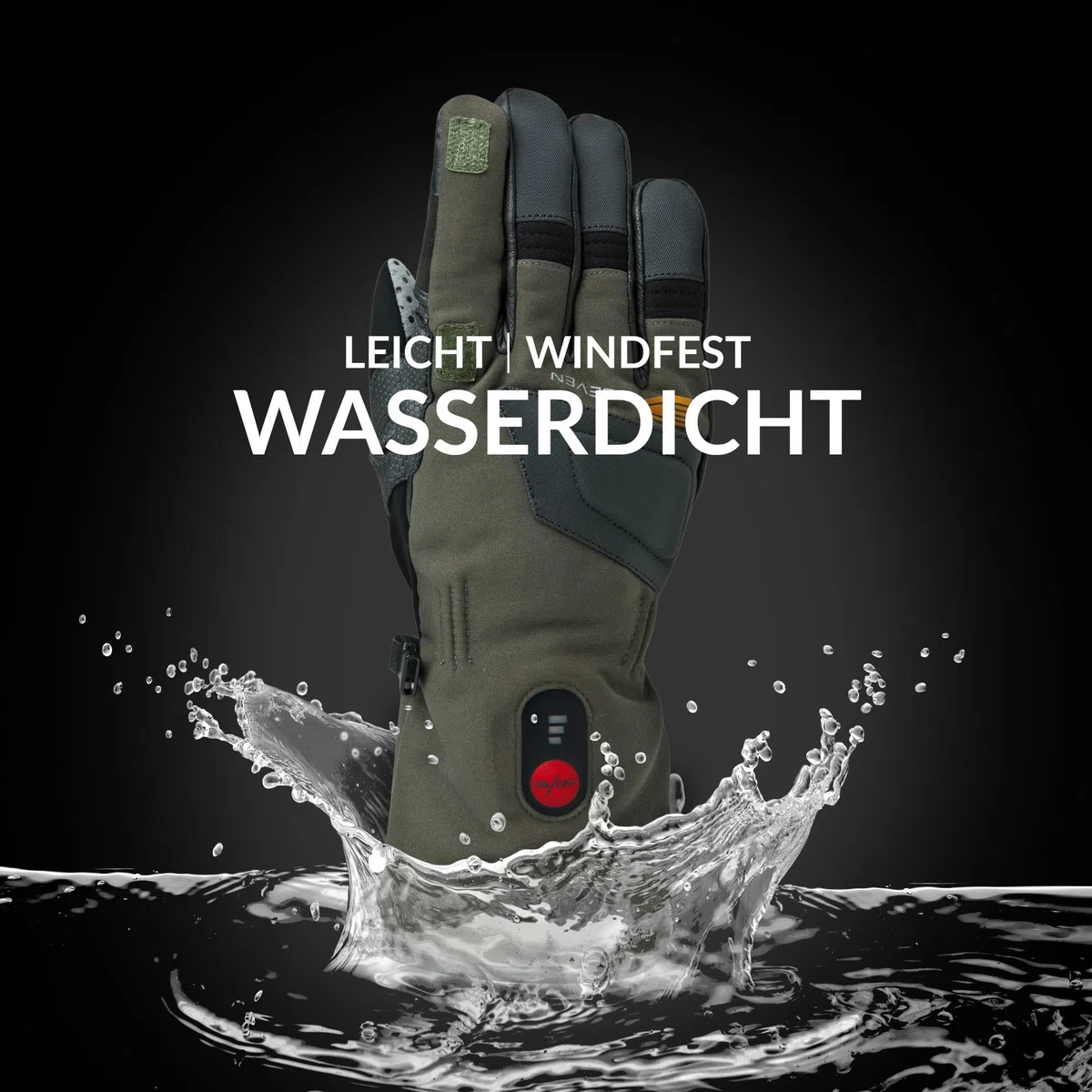 30seven Beheizte Jagdhandschuhe, elektronische Heizhandschuhe zum Jagen/Paintball UVM, wasserfeste & Winddichte Outdoor-Bekleidung, für Damen & Herren, Khaki in 7-XS - 11-XL
