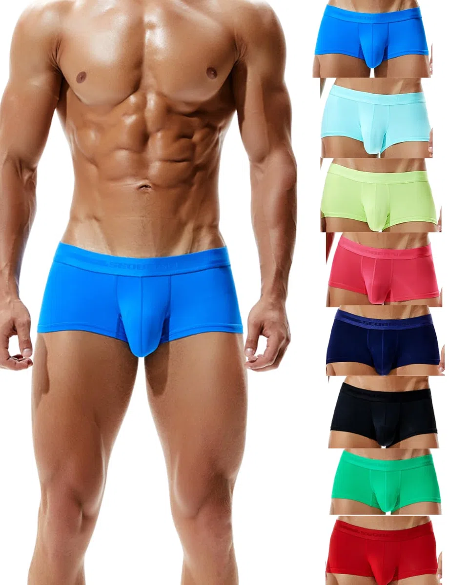 Low Rise Herren Eisseide Mikrofaser Unterwäsche Männer Slip Boxerbrief Trunk Brief aus atmungsaktiver Nylon Weiche Dünne Kühle Unterhose