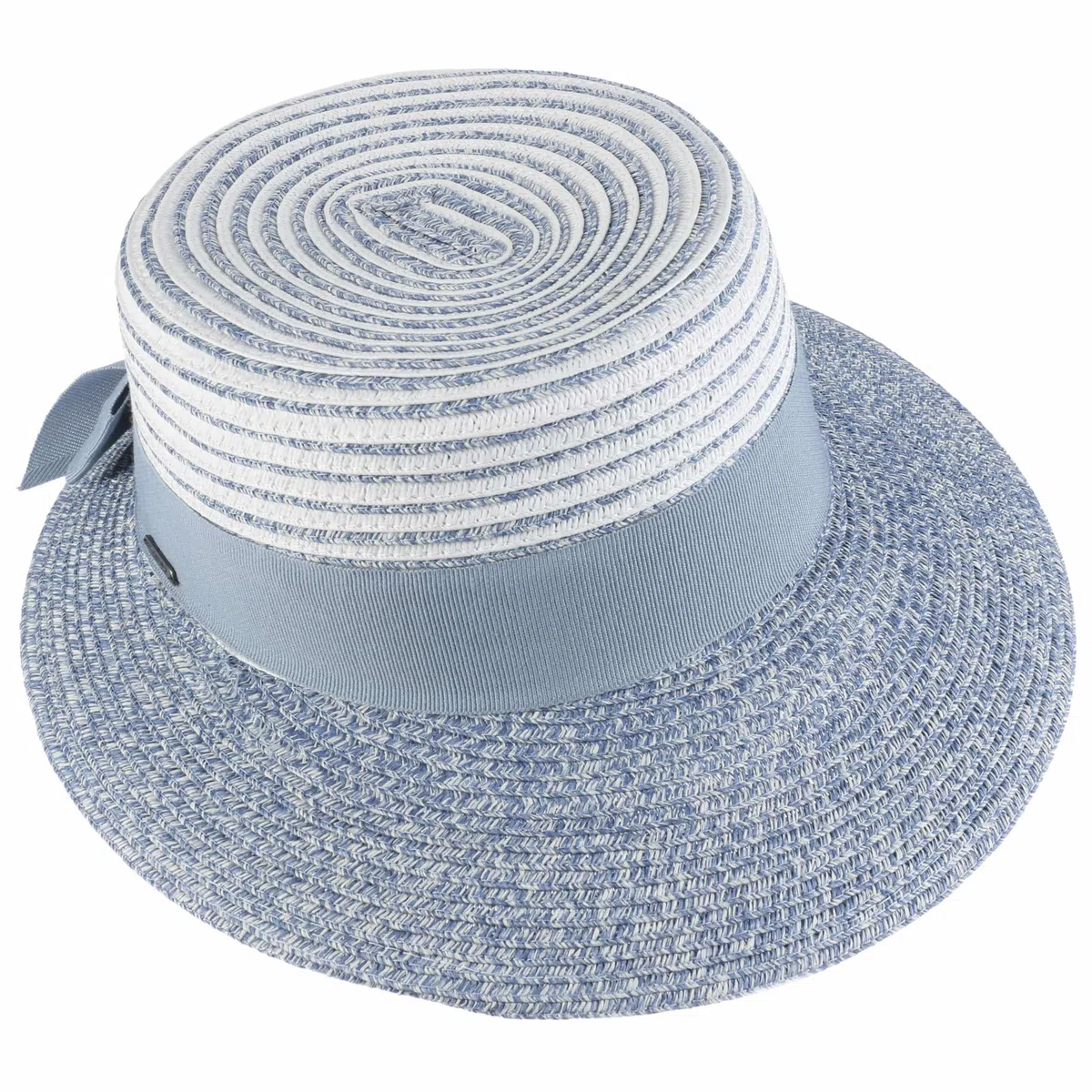 Tusali Twotone Strohhut Damenhut Sommerhut Sonnenhut Strandhut Damen - Made in Italy mit Schirm, Ripsband Sommer Frühling-Sommer