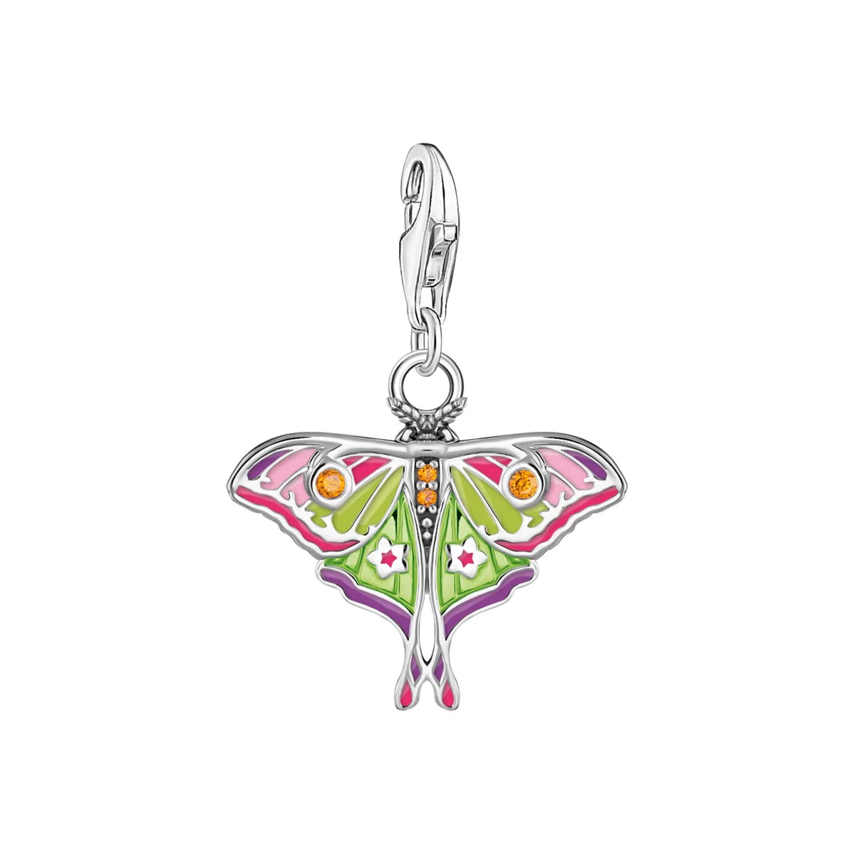 THOMAS SABO Charm-Anhänger bunter Nachtfalter Silber Recyceltes 925 Silber, Geschw., Kaltemail