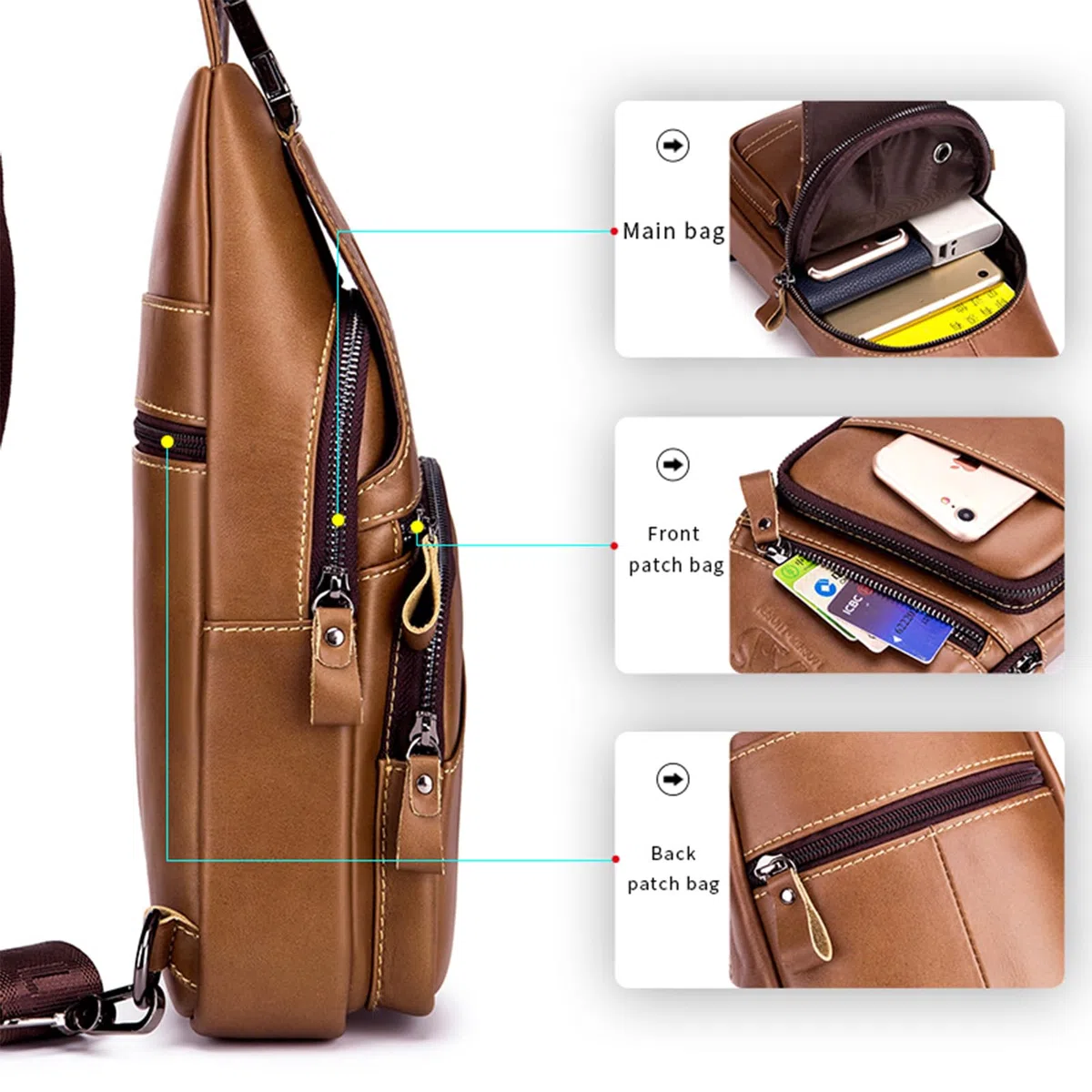pundarika Leder Brust Tasche Männer Leder Umhängetasche Business Freizeit Crossbody Tasche Reise Arbeit kleine Handtasche