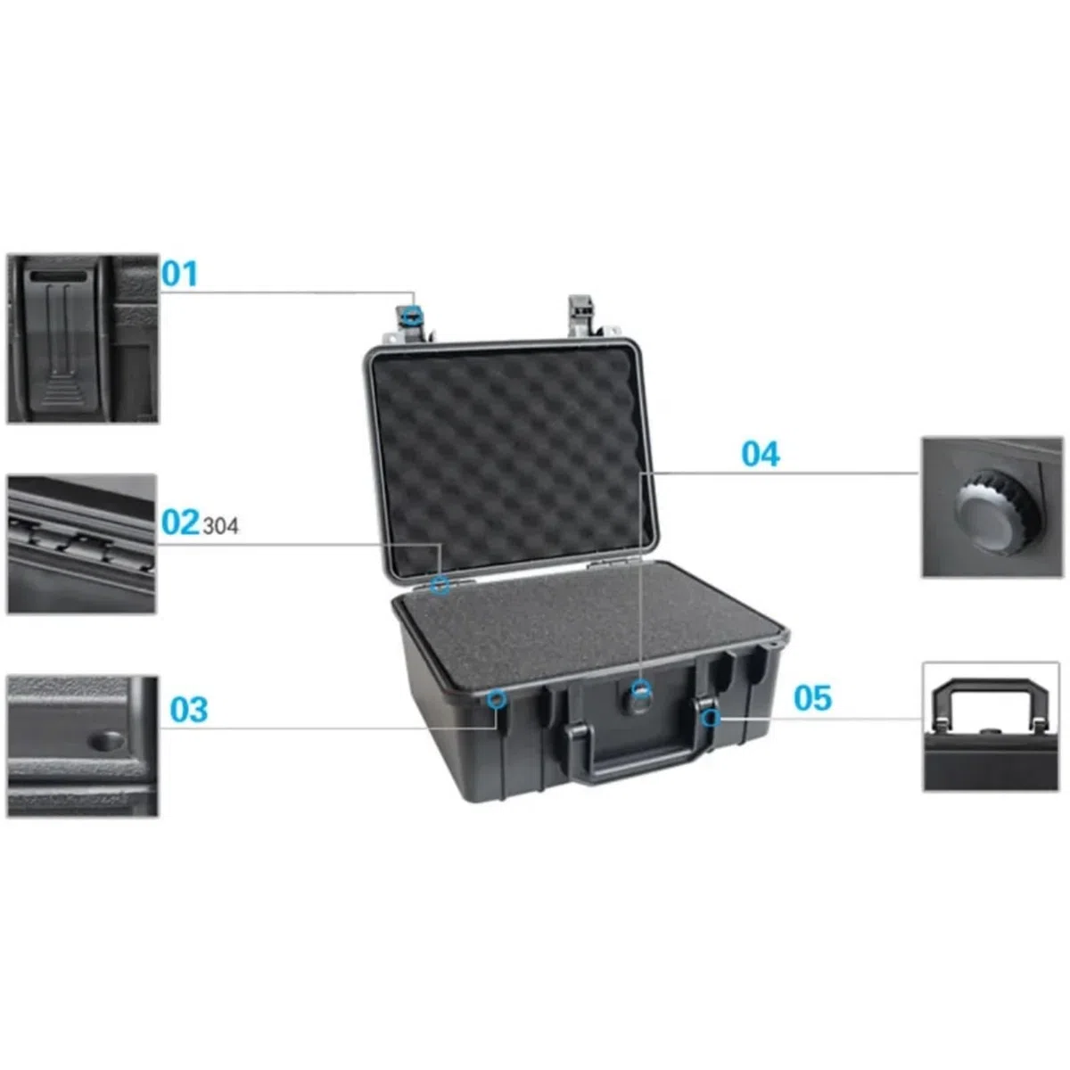 Wasserdichter Hartschalen-Werkzeugkasten, Sicherheitsschutzbox, tragbarer Organizer, Hardware-Aufbewahrungskoffer, schlagfester Instrumentenkoffer für Strandtourismus(280x240x130mm)