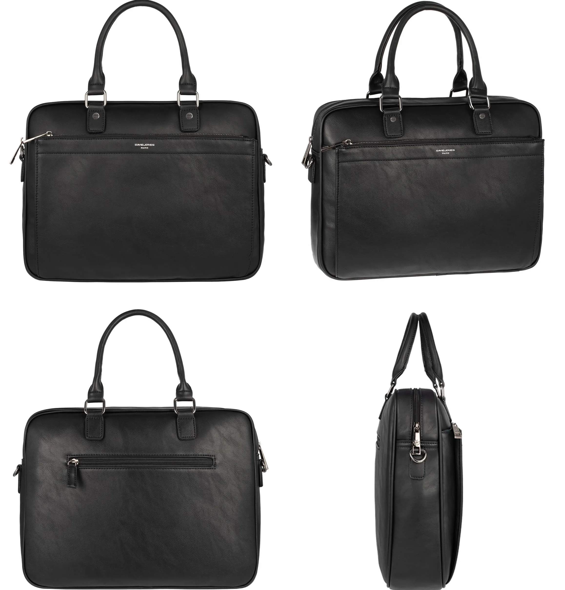 David Jones - Herren Große Aktentasche - Mann 15 Zoll Laptoptasche - PU Leder Arbeitstasche Business Handtasche Tragetasche - Henkeltasche Schultertasche Umhängetasche Messenger Bag Briefcase Schwarz