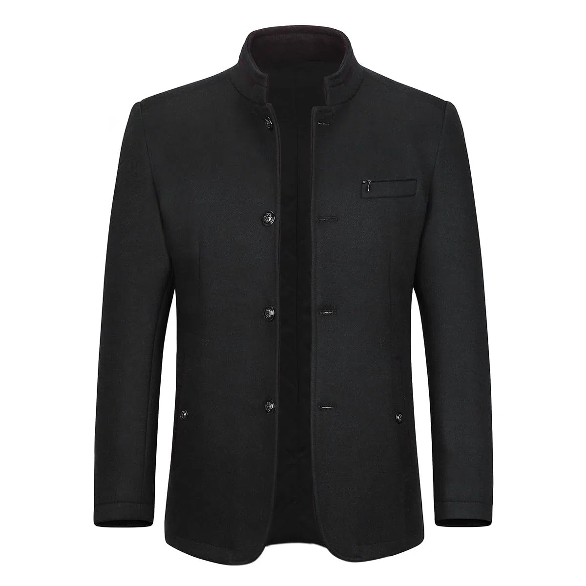 Allthemen Wintermantel Herren Kurzmantel Slim Fit Mantel mit Stehkragen Wolle Warm Wollmantel Business Freizeit