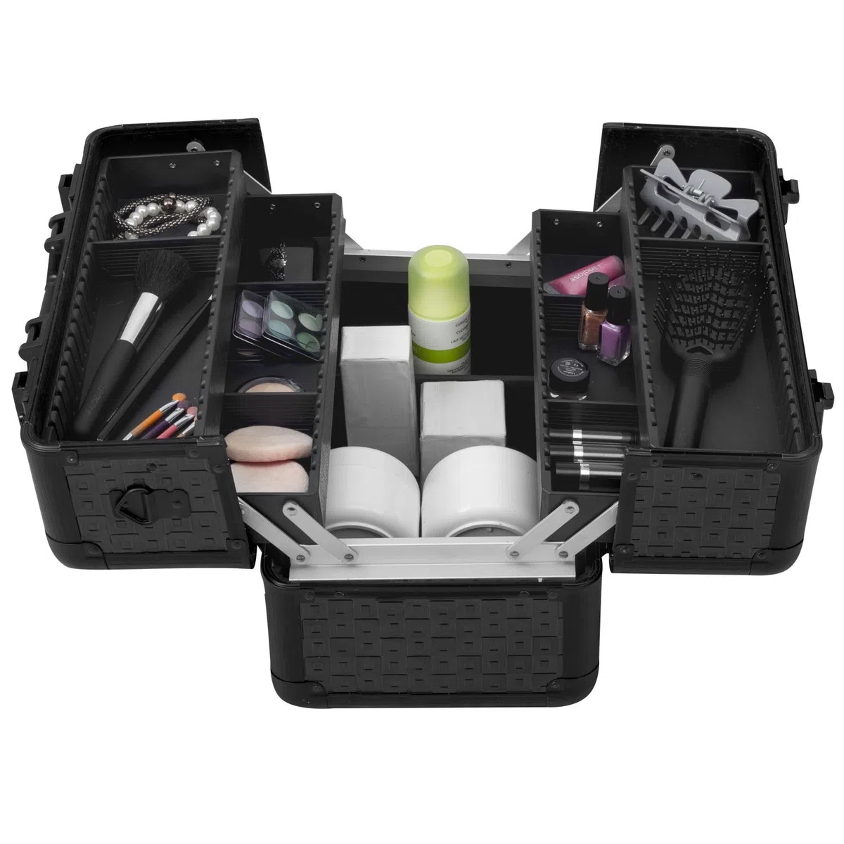 anndora Beauty Case Kosmetikkoffer - Robuster Schminkkoffer, Werkzeugkoffer, Aluminium Make-Up Koffer mit Fächern - Ideal für Reisen und professionelle Anwendungen, abschließbar, Schwarz