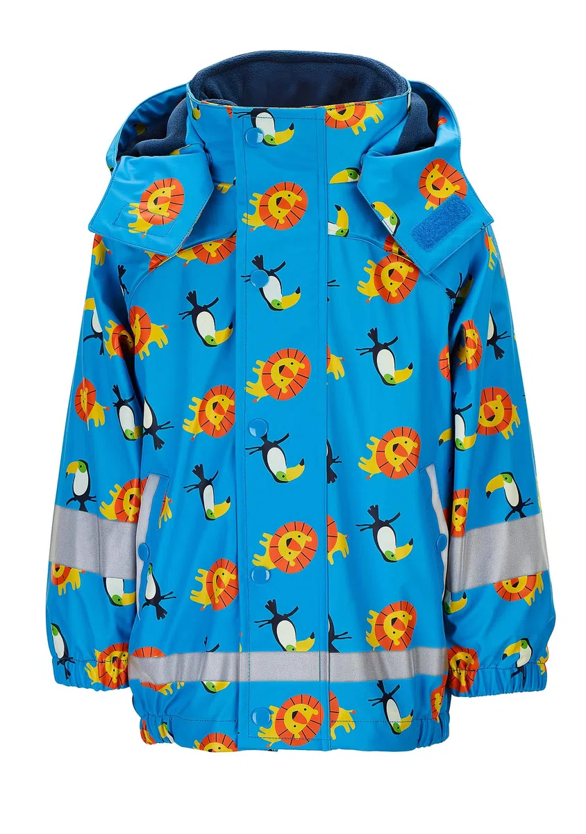 Sterntaler Kinder Regenjacke mit Innenjacke, 3-in-1-Multifunktionsjacke, Löwen- und Tukan-Motive