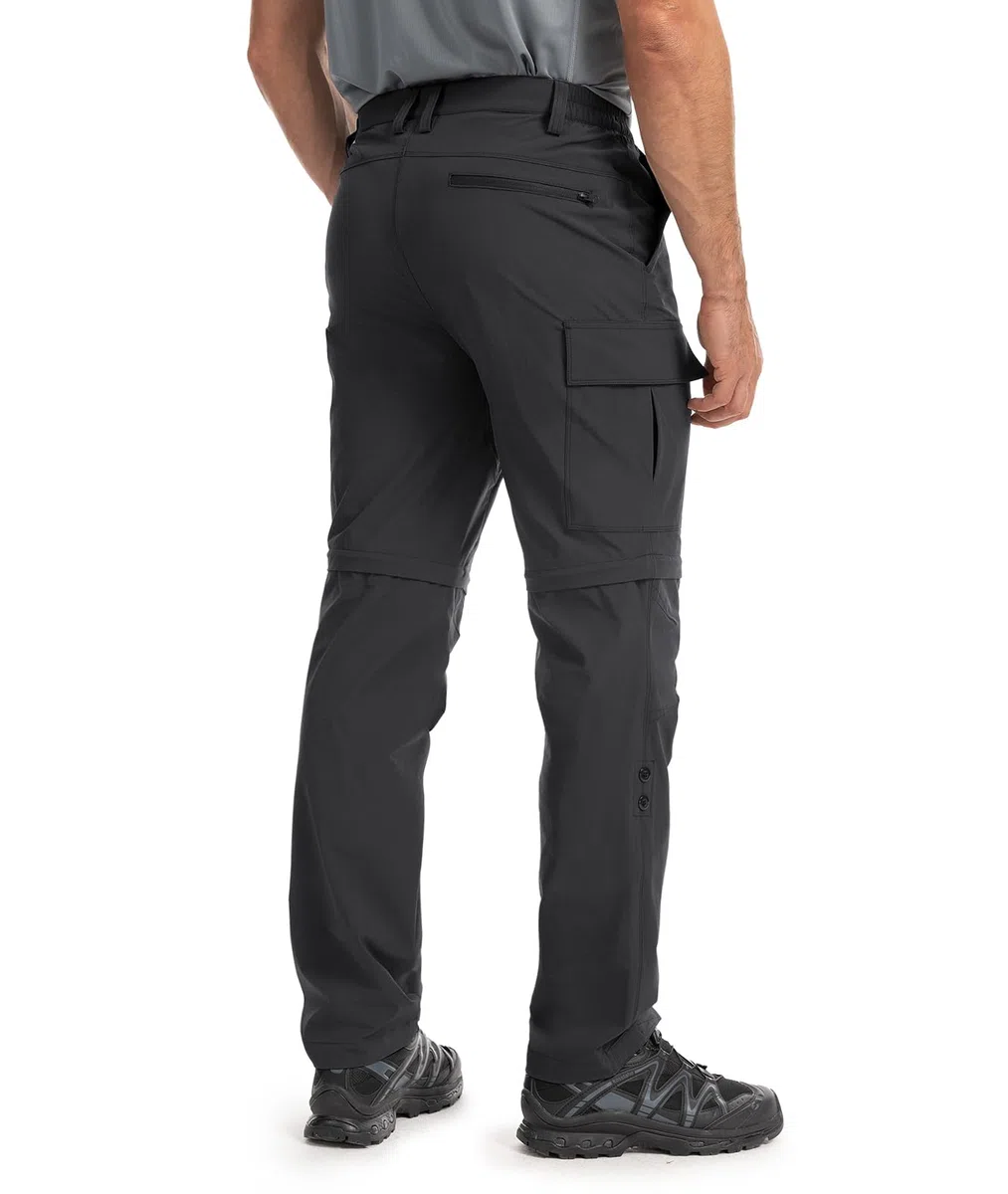 Hiauspor Wanderhose Herren Zip-Off Atmungsaktiv: Outdoor Softshellhose Nylon-Spandex Leicht Schnell Trocknend Sommer mit 5 Tiefen Taschen