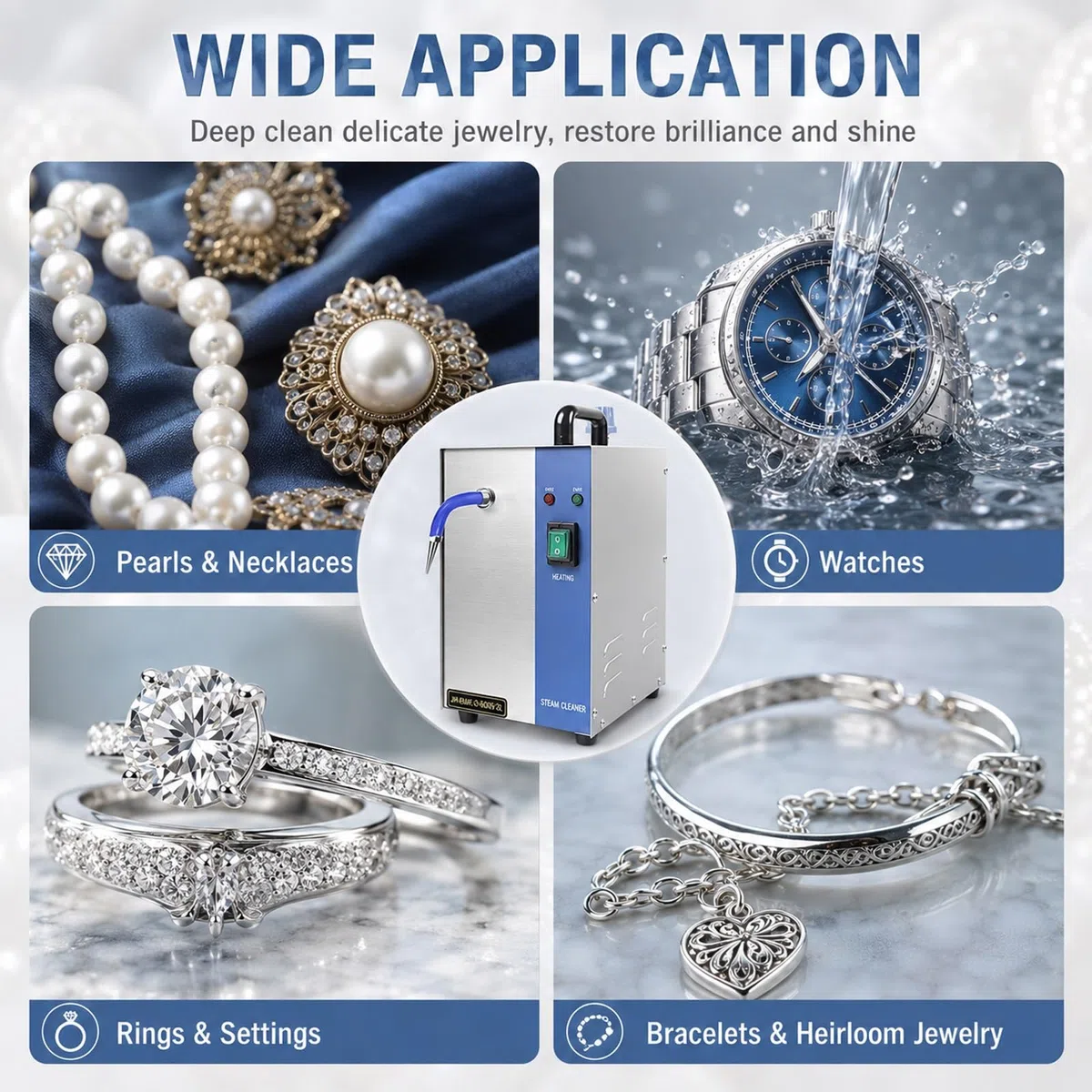 Gold Silver Steam Cleaning Machine,Dampf-Reinigungsmaschine for Goldschmuck | Geeignet für den Täglichen Haushaltsgebrauch und die Regelmäßige Pflege eines Juweliergeschäfts