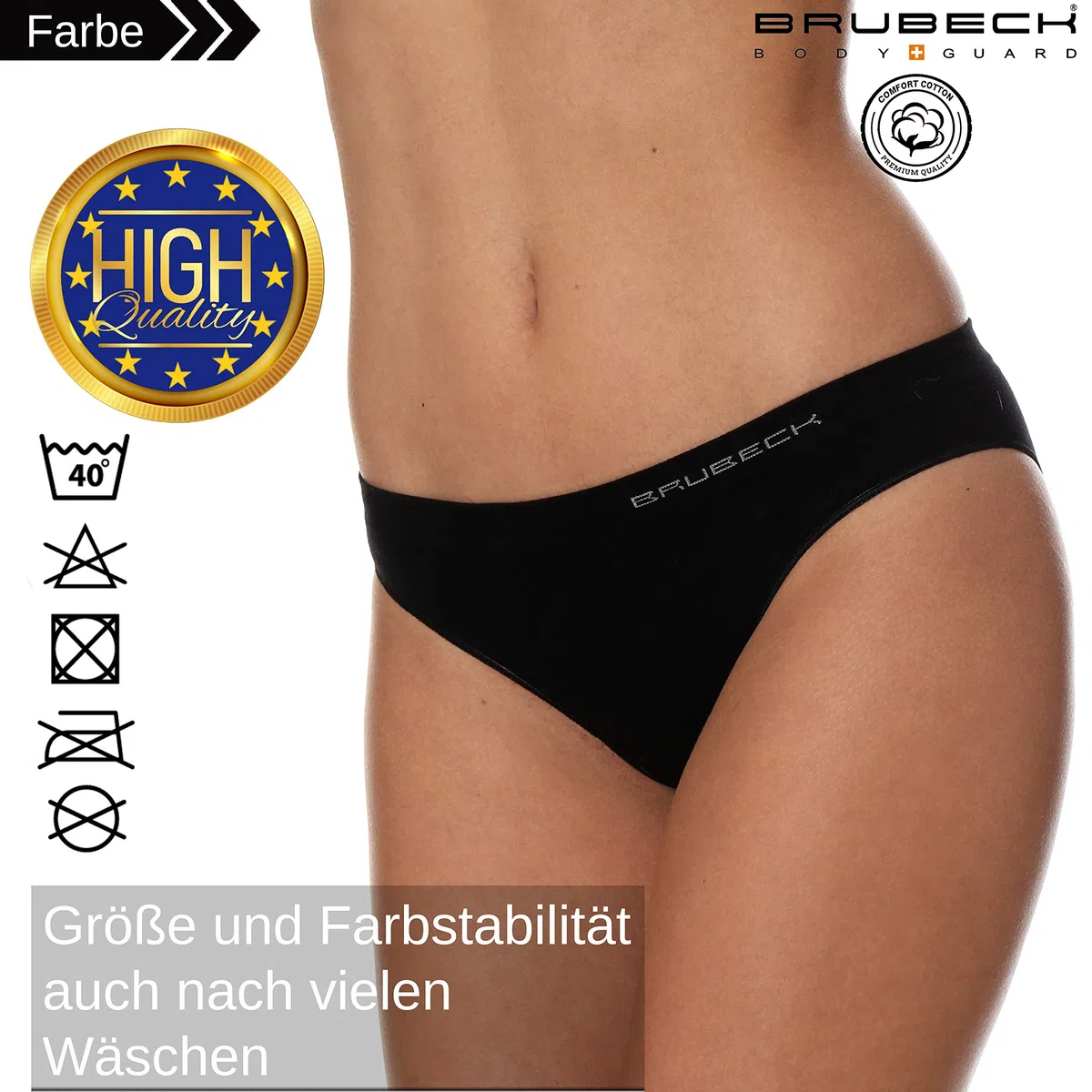 BRUBECK 5er Pack Damen Bikini Slips | 80% Baumwolle | Seamless | Formstabil | Fusselfrei | Sportslip | Funktionswäsche | Schnell trocknend | BI10020A