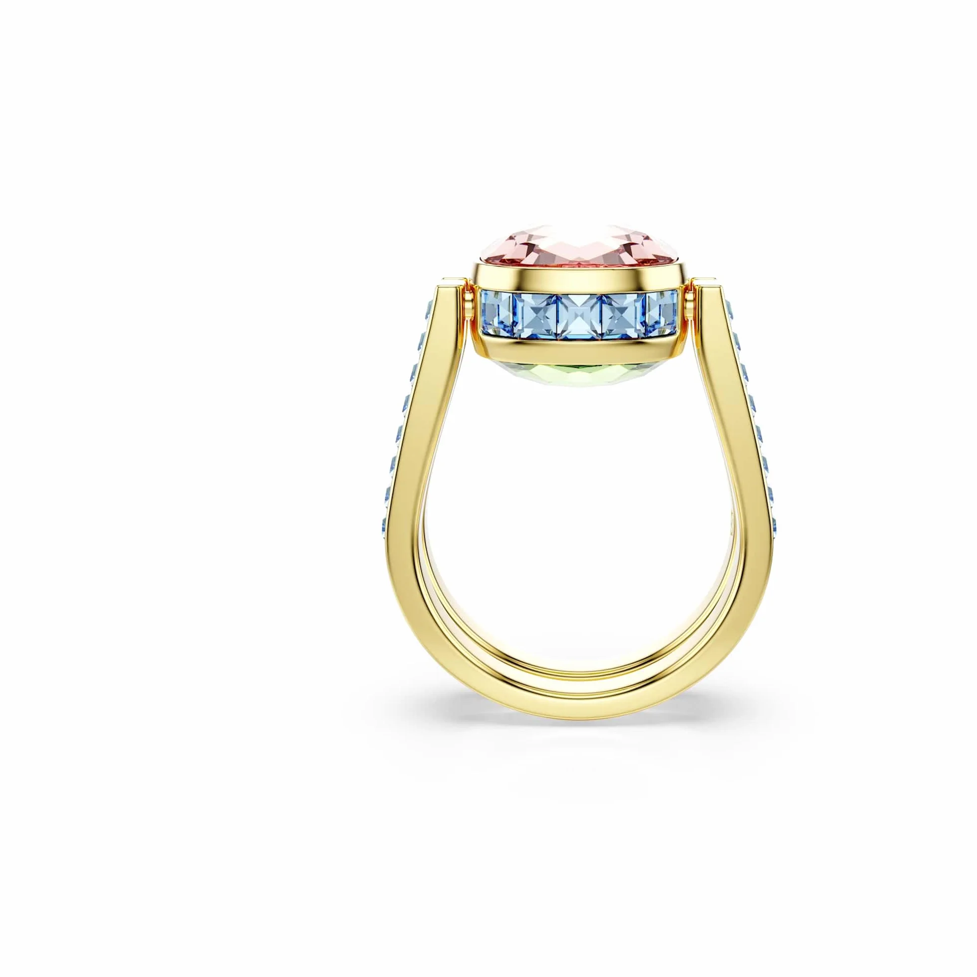 Swarovski Chroma Kollektion Ring, Kissenform-Schliff, Mehrfarbig, Goldfarben plattiert
