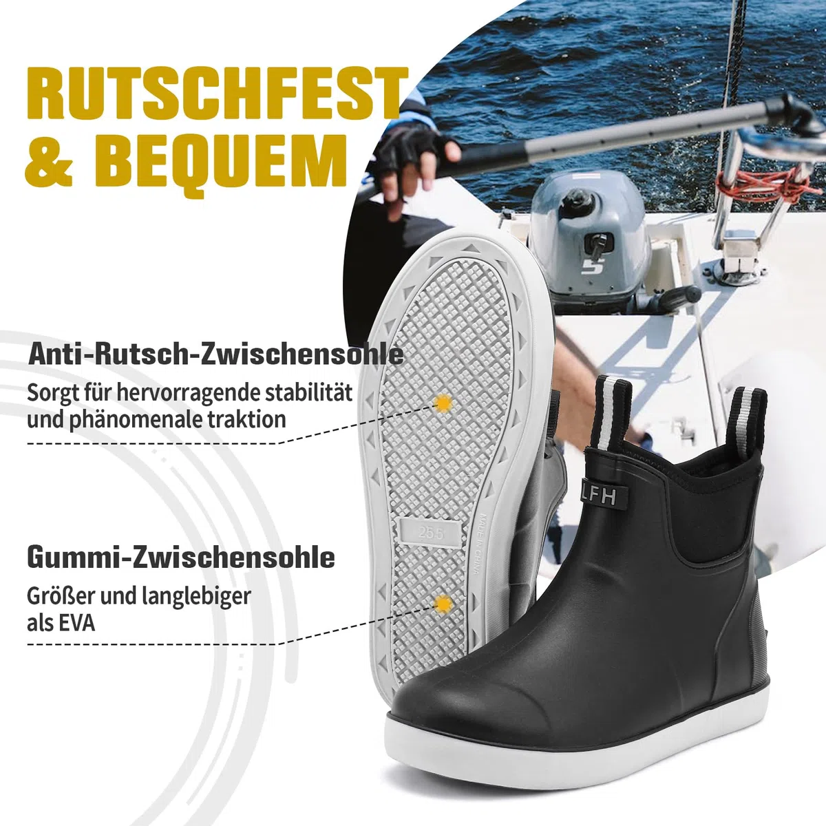 Gummistiefel Herren Halbhoch, Grundlegend Wasserdicht Atmungsaktiv Stiefeletten, Anti-Rutsch Mode PVC Schwarz Chelsea-Stiefel, Gummistiefel Herren