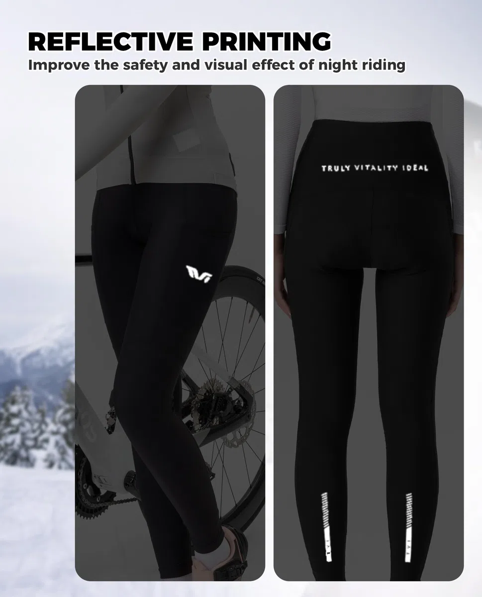 ROCKBROS TVI Winter Fahrradhose Damen Gepolstert Lang, Elastische Radhose Atmungsaktive Dehnbare Fahrradrennrad Hose Woman Sitzpolster GepräGtes Stoff