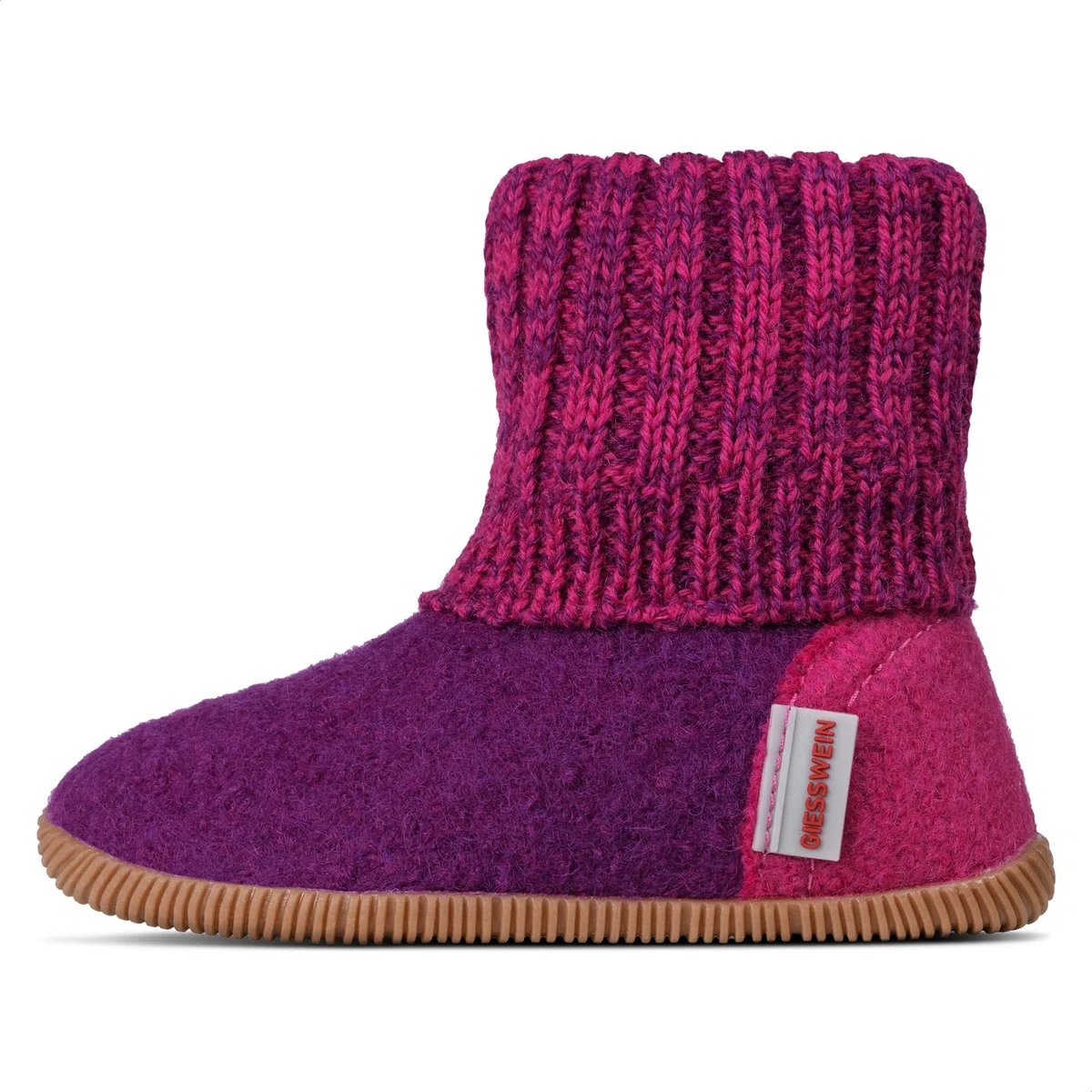Giesswein Hüttenschuh Wildpoldsried Kids - Hohe Unisex Hausschuhe für Kinder, Warme Filz-Pantoffeln für Mädchen & Jungen, Feste Gummi Sohle