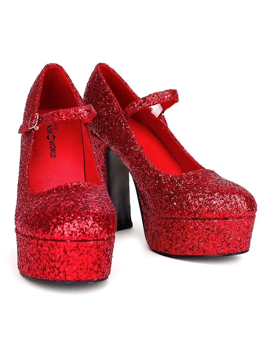 Plateau Schuhe für Damen - rot mit Glitter - Schuhgröße: 40
