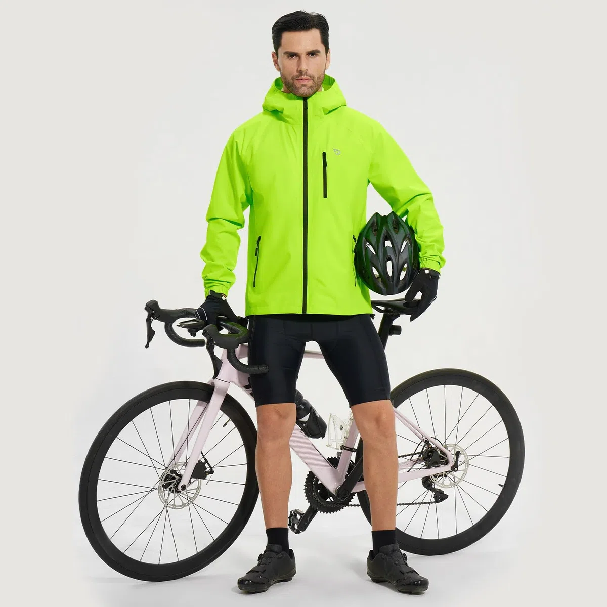 baleaf Herren Regenjacke Fahrradjacke Wasserdicht Outdoorjacke Windbreaker mit Kapuze 10000mm H2O Wasserdicht Laufjacke Atmungsaktiv Wanderjacke