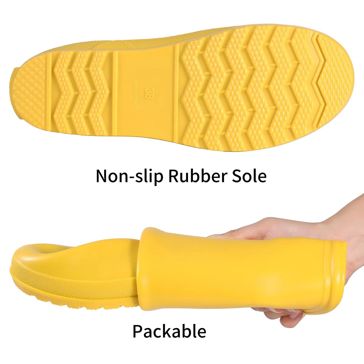 Asgard Verstaubare hohe Regenstiefel für Damen, wasserdicht, Gummi-Gartenstiefel, ultraleicht, flache Gummistiefel, Schlammstiefel, nicht für breite Waden geeignet