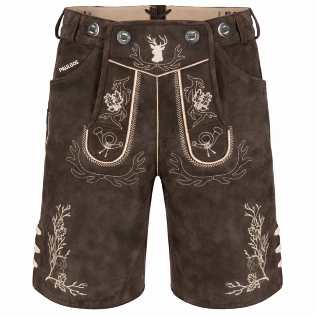 PAULGOS Herren Trachten Lederhose HK3 + Träger, Echtes Leder, Gr. 44-60
