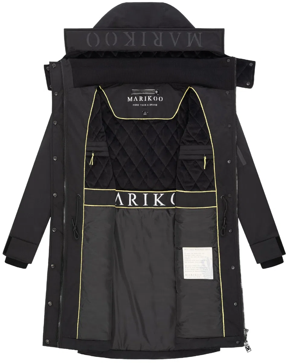 MARIKOO Damen Wintermantel warmer Parka mit Taillenzugband und abnehmbarer Kapuze Anoukaa 16 S-3XL