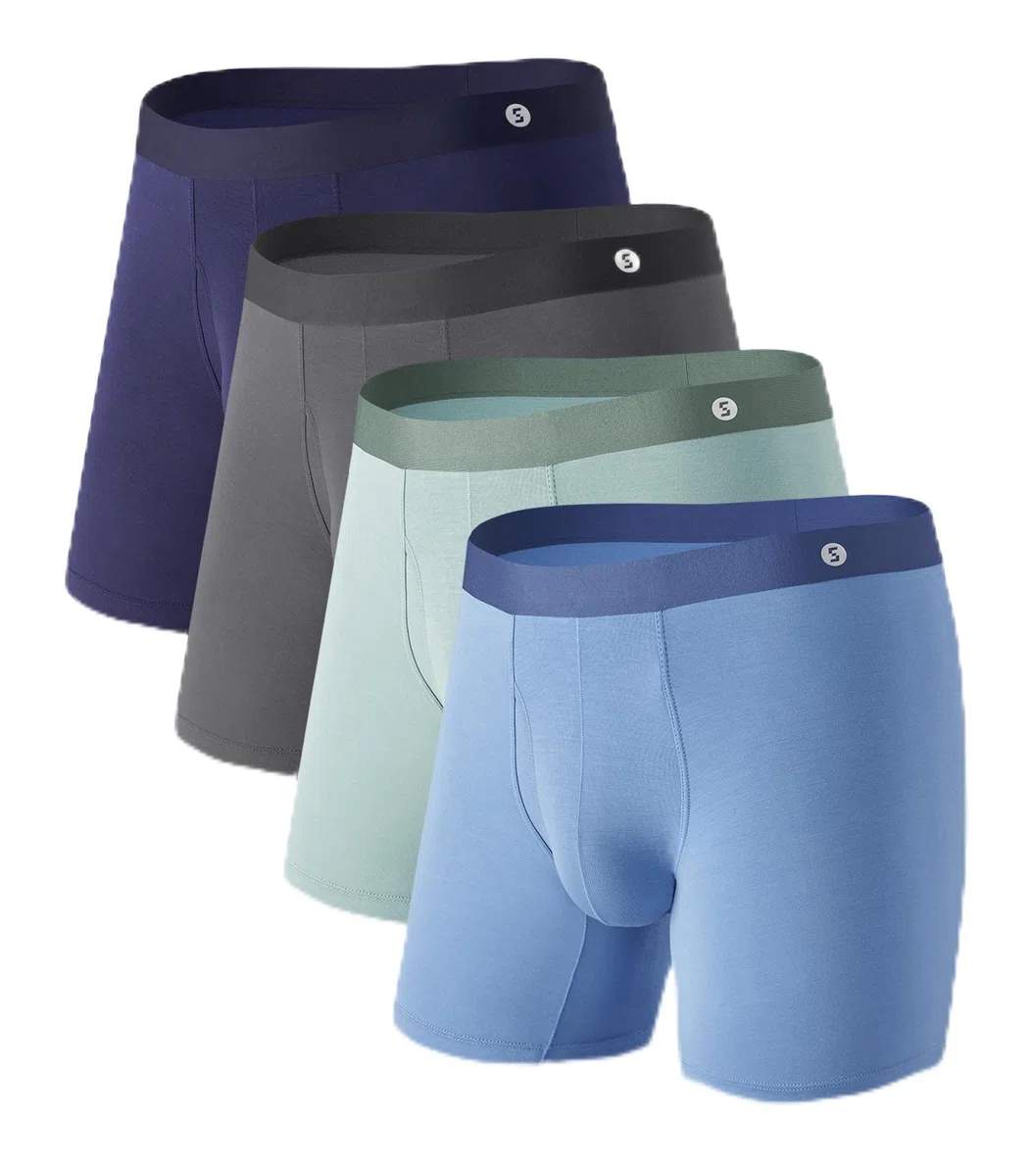 Separatec Herren-Unterwäsche mit separatem Beutel, feuchtigkeitsableitend, Micro-Modal, nahtlos, weiche Unterwäsche mit Eingriff, 4 Stück