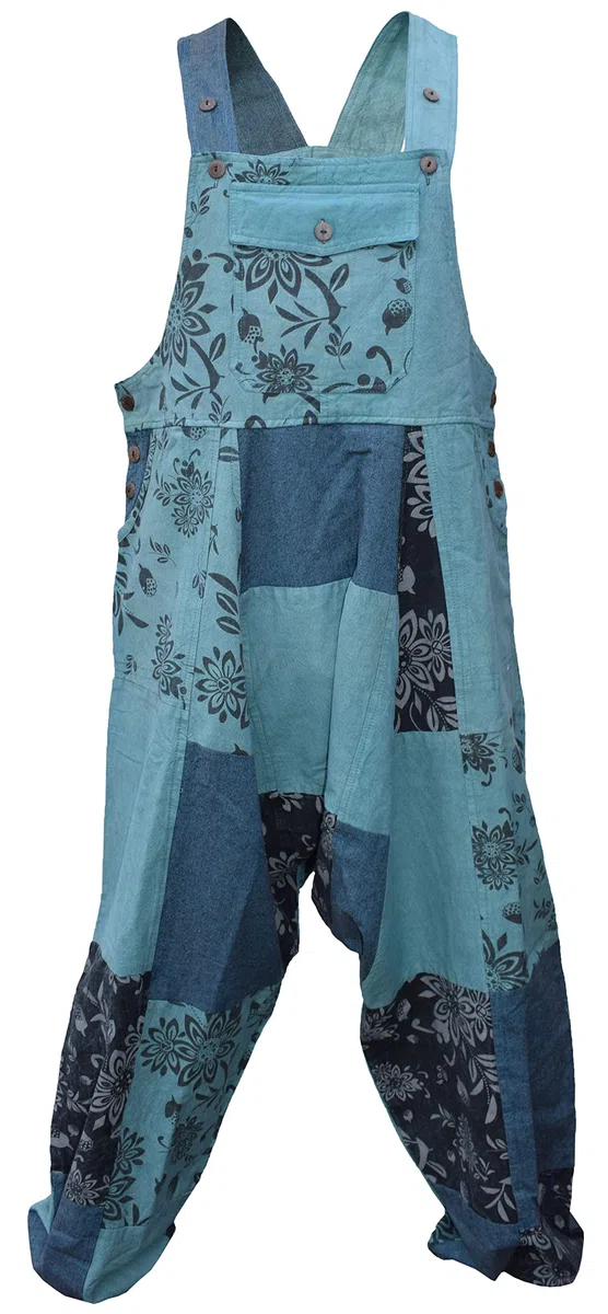 Gheri Harems-Latzhose aus Baumwolle mit lockerer Passform und Patchwork-Print für Herren