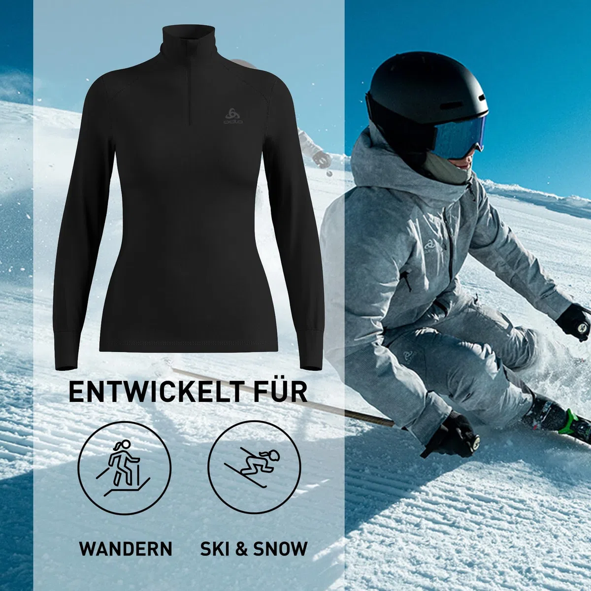 Odlo Damen Active Warm Half Zip Longsleeve Langarm Unterhemd Funktionsunterhemd