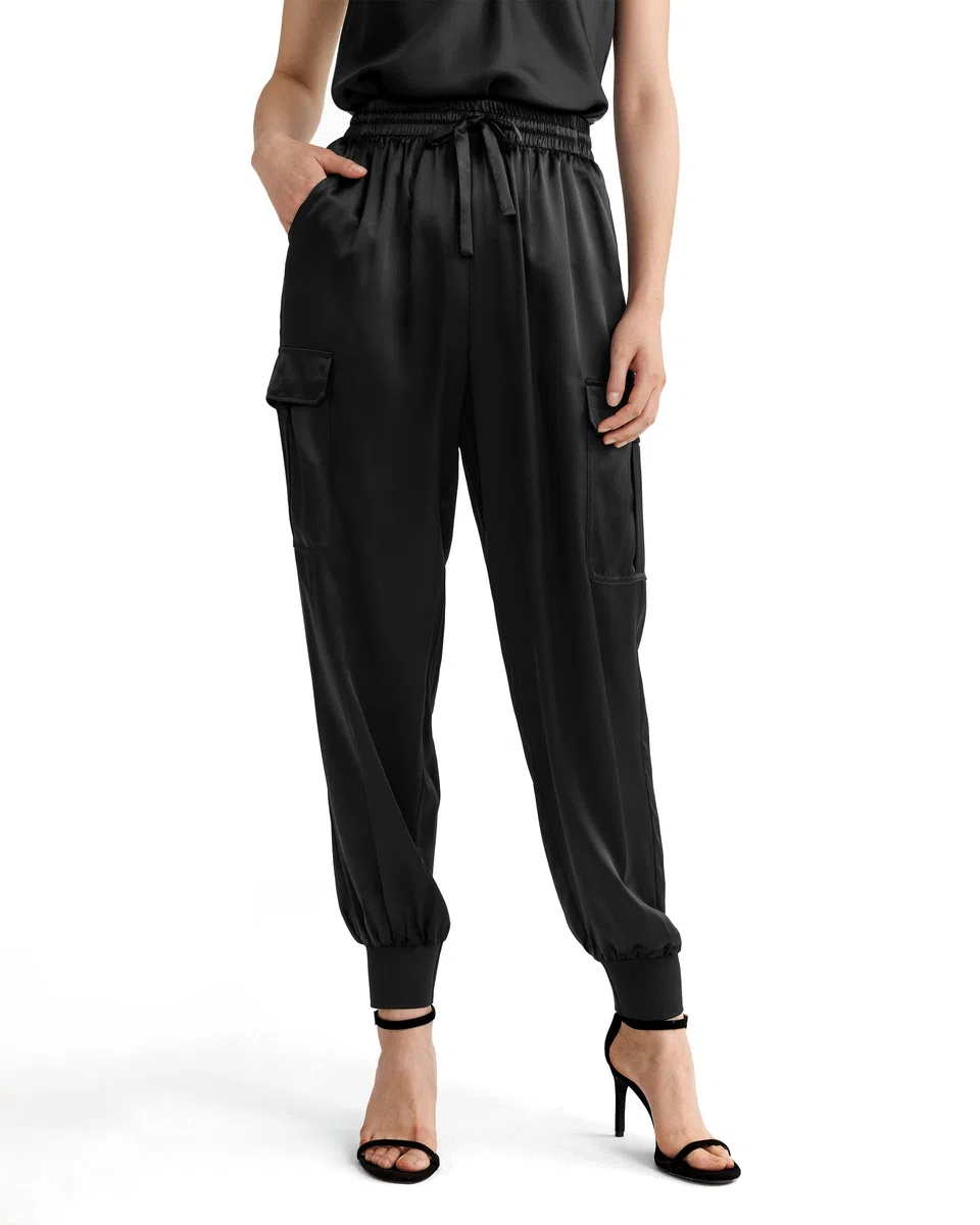 LilySilk Echte Seidenhosen Weiche Damenhose mit Seitentaschen mit Entspannter Passform Hosen für Frauen