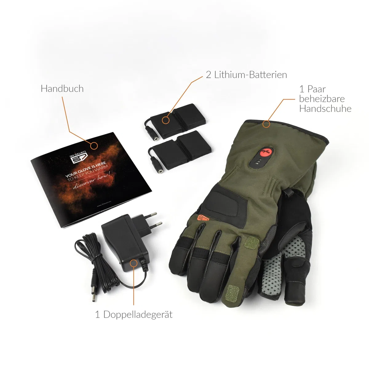 30seven Beheizte Jagdhandschuhe, elektronische Heizhandschuhe zum Jagen/Paintball UVM, wasserfeste & Winddichte Outdoor-Bekleidung, für Damen & Herren, Khaki in 7-XS - 11-XL