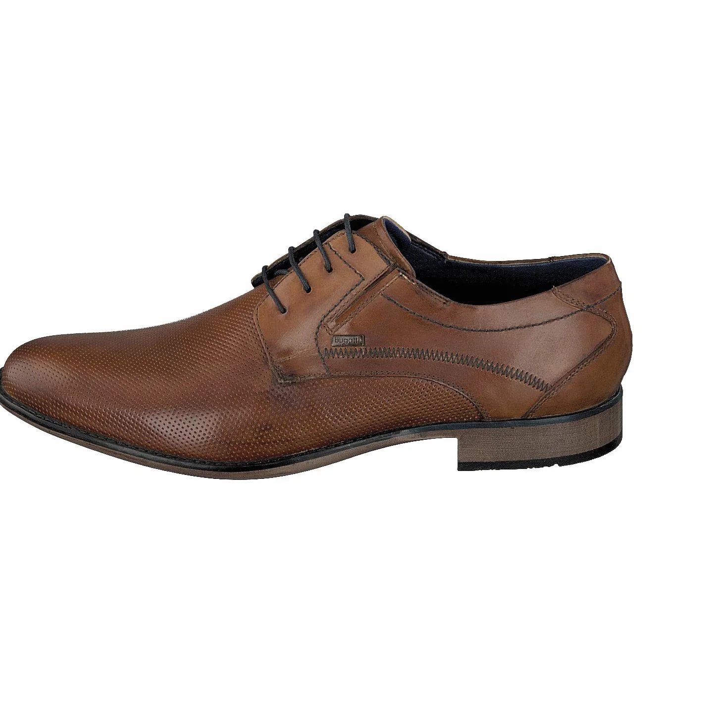 bugatti Herren Business Halbschuh aus Leder, Derby mit Hand Finish und Perforation