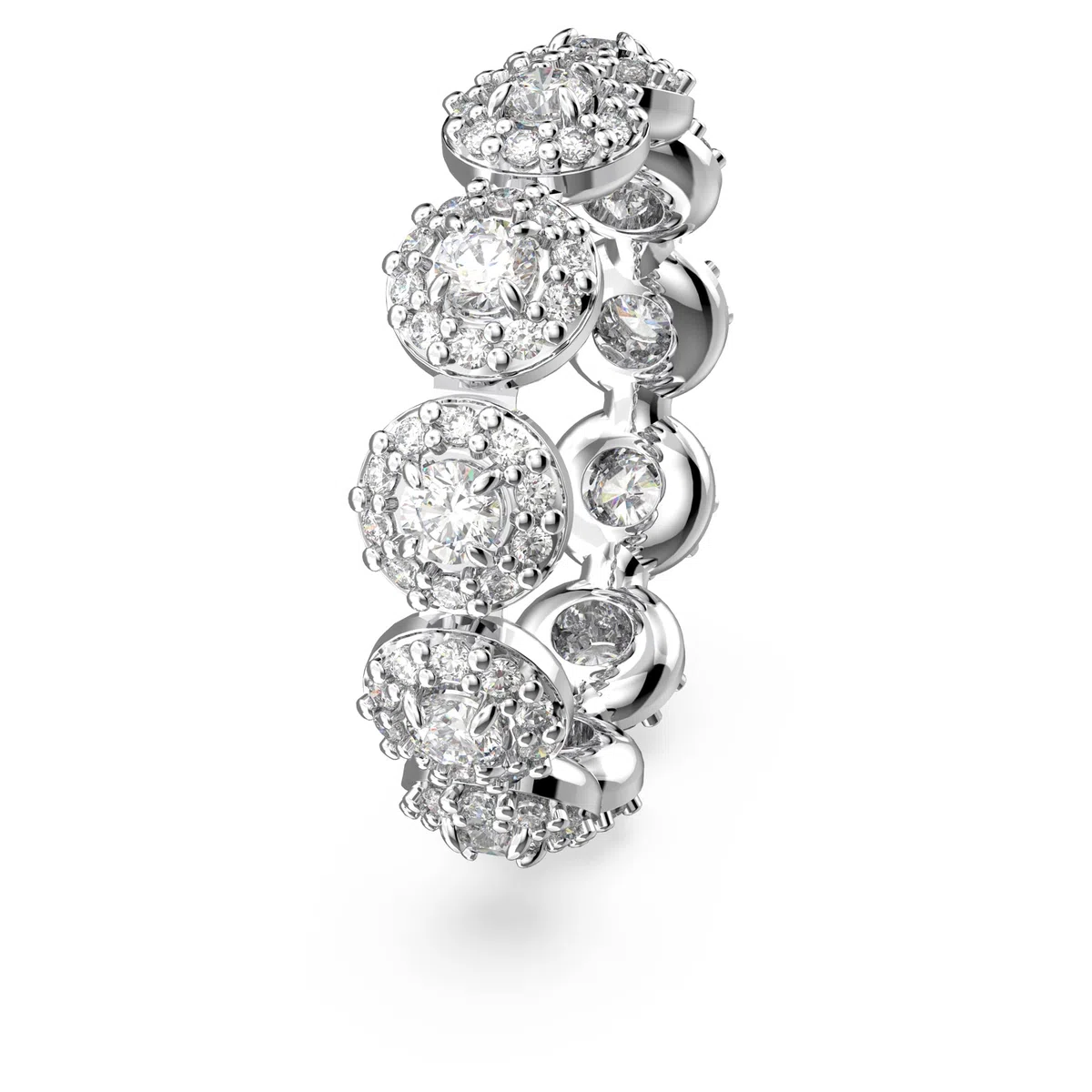 Swarovski Una Ring, Weiße Rundschliff- und Pavé-Kristalle in Rhodinierter Fassung