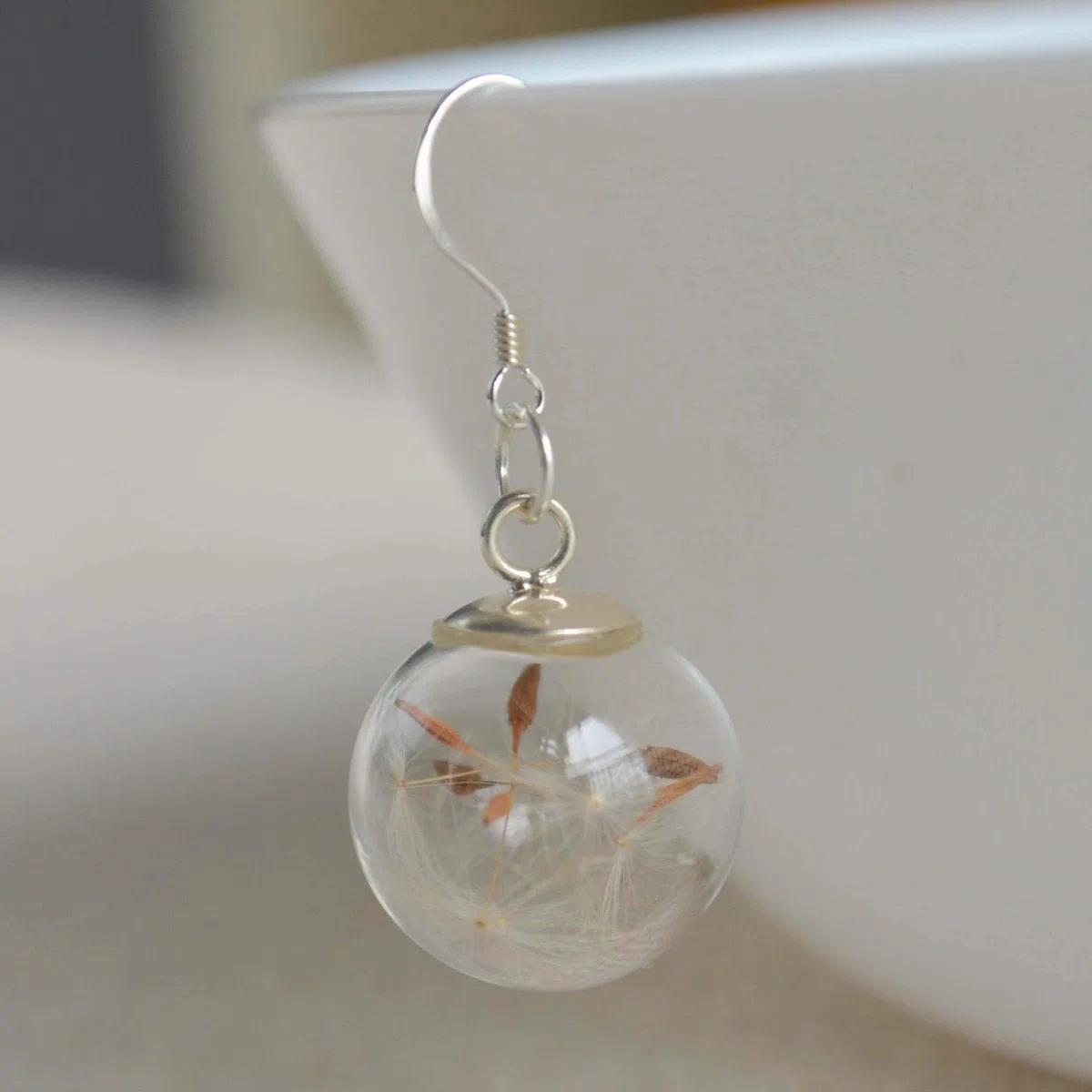 Löwenzahn Ohrringe Pusteblumen Glas Kugel 925 Sterling Silber Ohrhänger | Wünsch dir was, Echte Blumen, Damen, Handmade