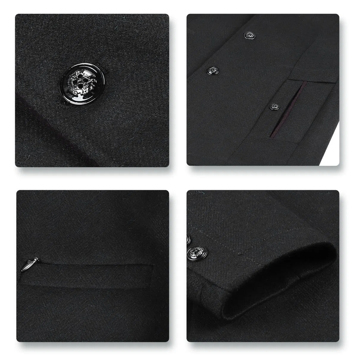 Allthemen Wintermantel Herren Kurzmantel Slim Fit Mantel mit Stehkragen Wolle Warm Wollmantel Business Freizeit