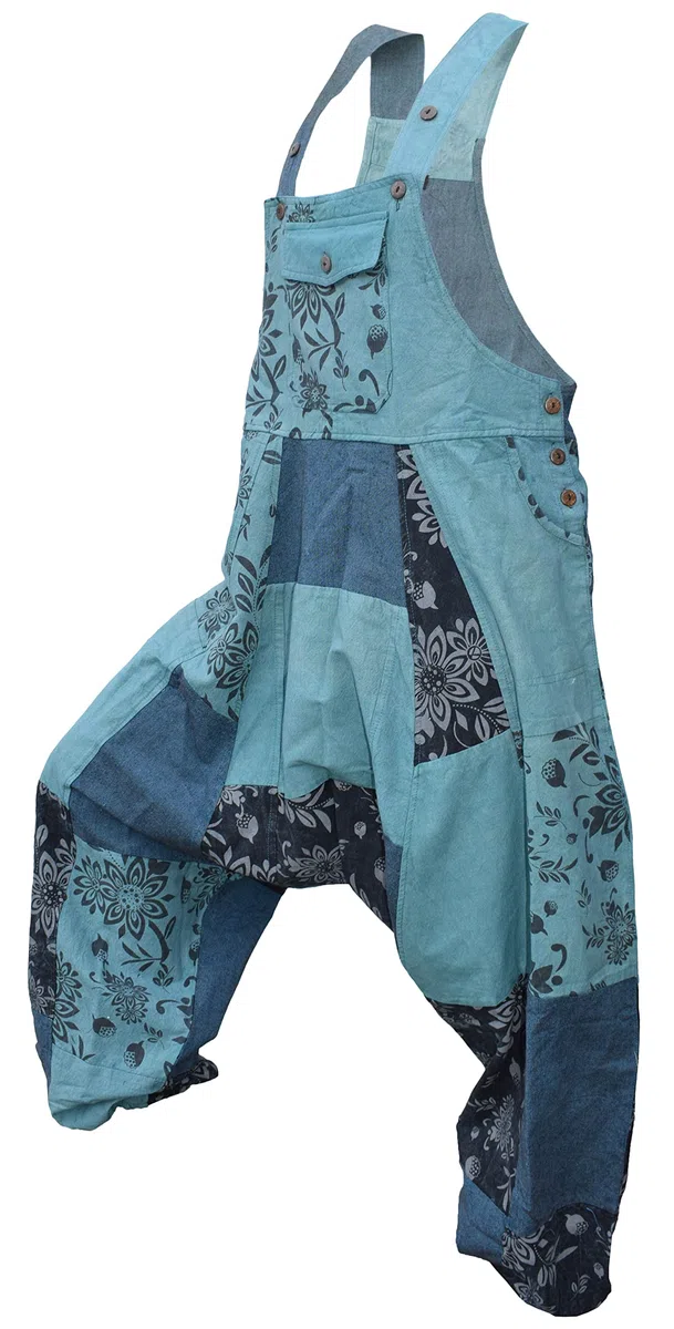 Gheri Harems-Latzhose aus Baumwolle mit lockerer Passform und Patchwork-Print für Herren