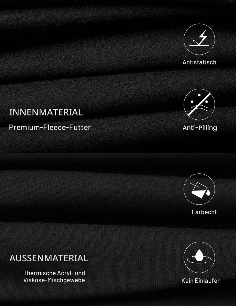 Thermounterwäsche Herren mit Innenfleece, Thermounterhemd & Thermohosen Funktionsunterwäsche Set, Winter Warm Skiunterwäsche Thermowäsche Set