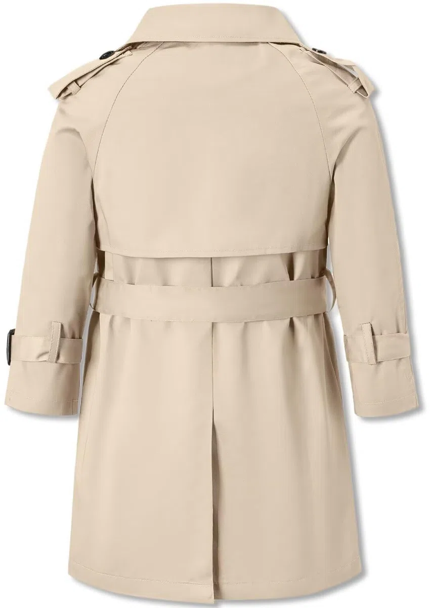 Betusline Wasserdichter Trenchcoat für Jungen, zweireihig, klassisch, mit Gürtel, Outwear, Jacke, Kleid, Mäntel