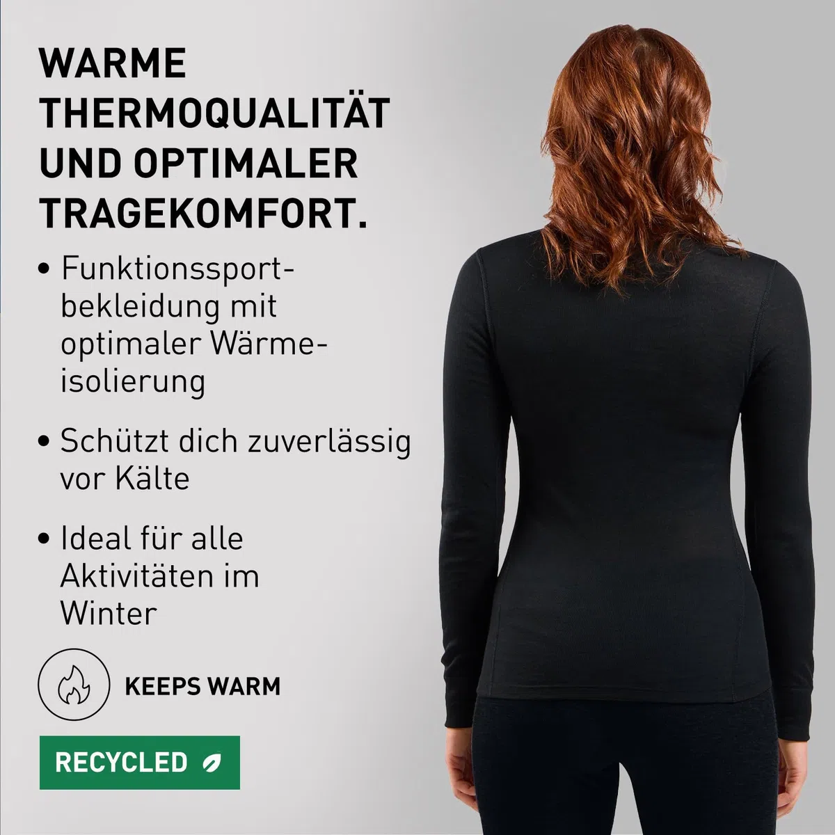 Odlo Damen Active Warm Half Zip Longsleeve Langarm Unterhemd Funktionsunterhemd