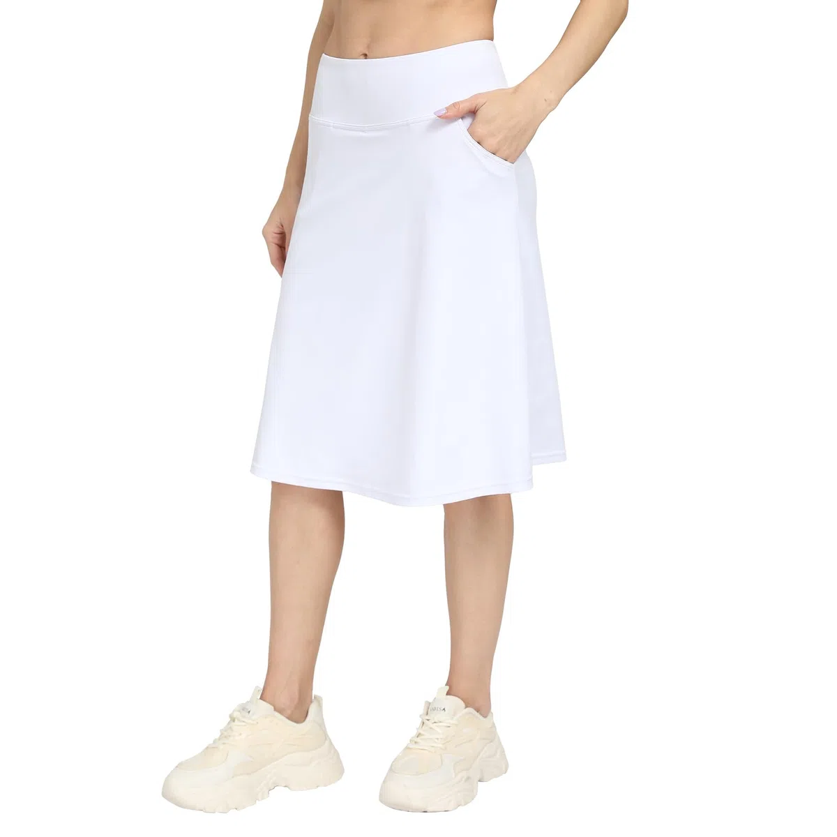 Damen-Skorts, bescheidener knielanger Rock, athletisch, Midi, Laufrock