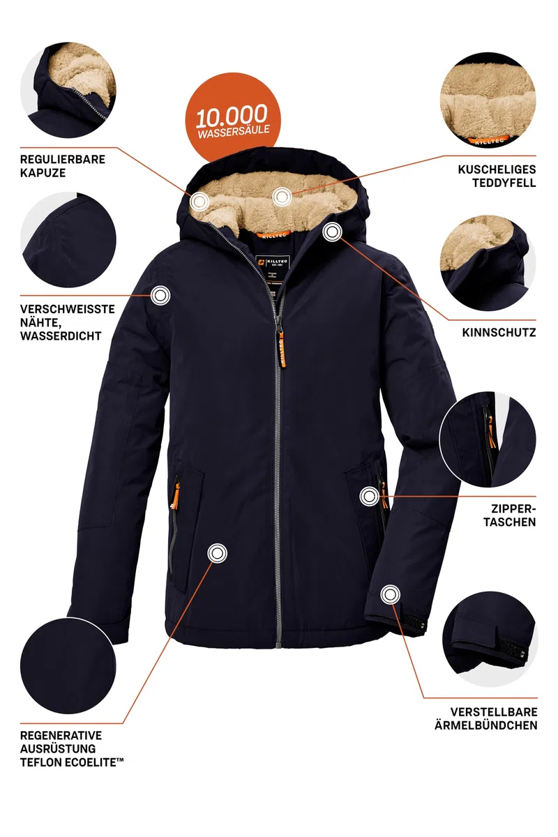 Killtec Jungen Kow 377 Bys Jckt Funktionsjacke/Winterjacke mit Kapuze