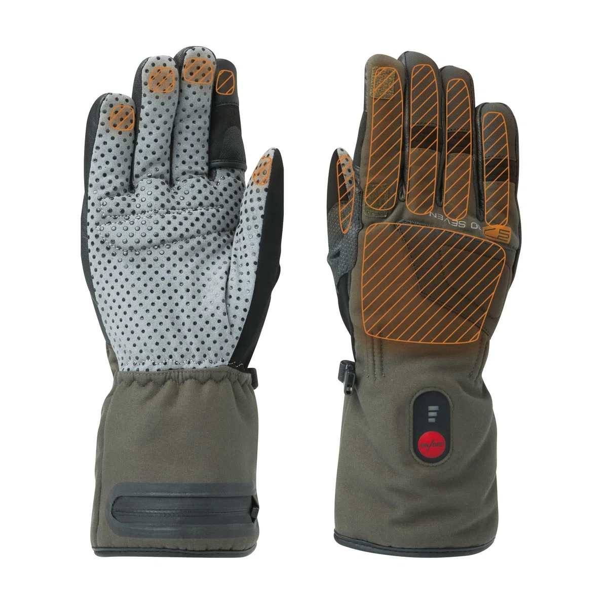 30seven Beheizte Jagdhandschuhe, elektronische Heizhandschuhe zum Jagen/Paintball UVM, wasserfeste & Winddichte Outdoor-Bekleidung, für Damen & Herren, Khaki in 7-XS - 11-XL