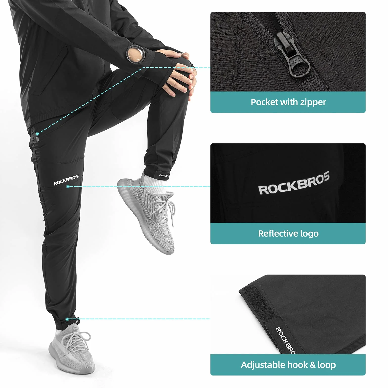 ROCKBROS Herren Fahrradhose 2 in 1 Lang Radlerhose Fahrradunterhose mit sitzpolster Sommer Herbst Atmungsaktiv Hose