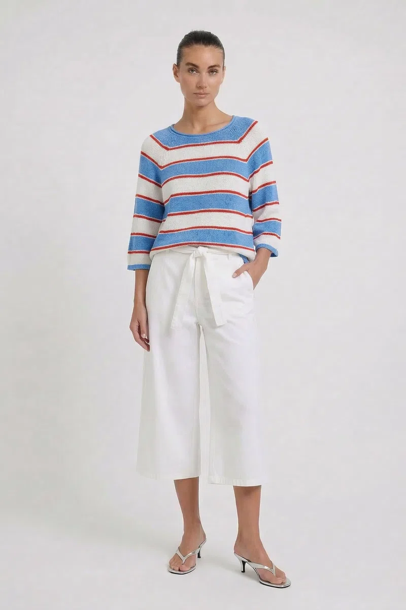 Oui Damen Pullover lässig geschnitten Gestreift