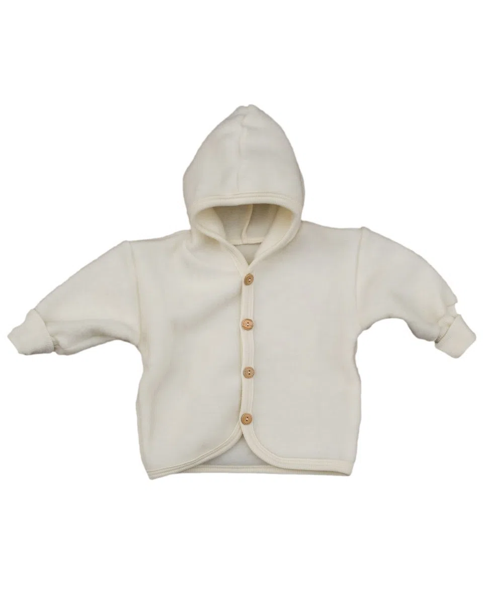 Cosilana Baby Jäckchen mit Kapuze aus weichem Wollfleece, 60% Schurwolle kbT, 40% Baumwolle (kbA)