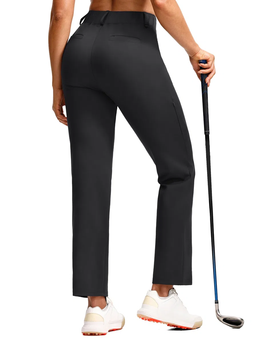 ISEEGZ Fleece-gefütterte Damen-Hose, Stretch-Reisehose mit Reißverschlusstaschen, schmal, elegant, Golf, Business, Arbeit, Freizeithose