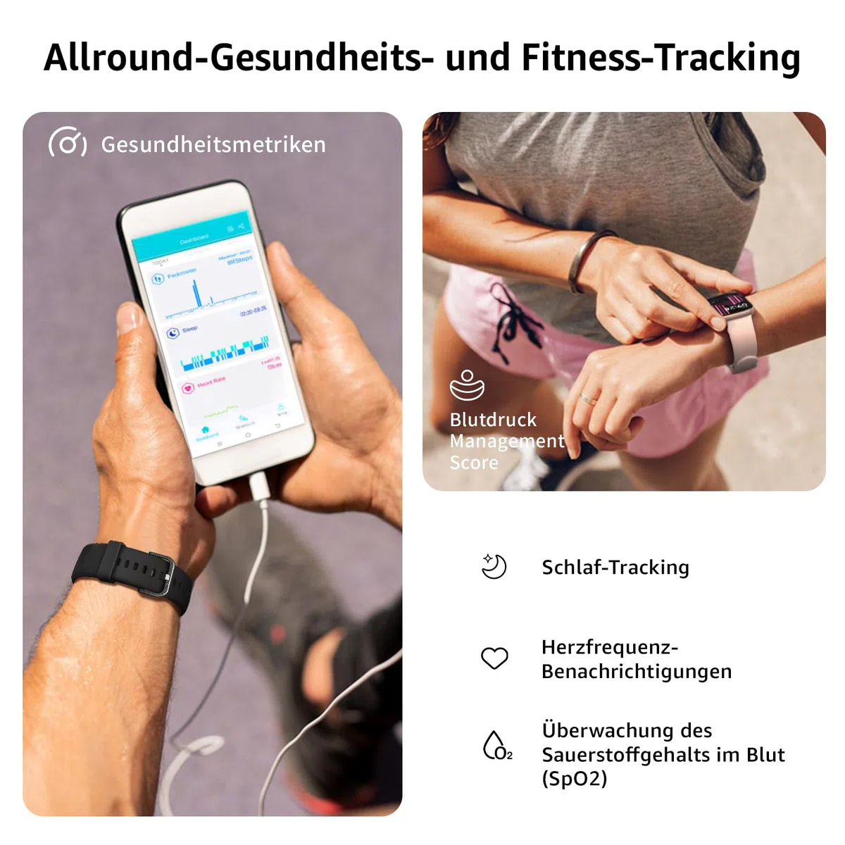 Smartwatch Damen Herren, 1,85" HD Touch Fitnessuhr mit Telefonfunktion, 140+Sportmodi Smart Watch Fitness Tracker mit Pulsmesser Schlafmonitor Schrittzähler, IP68 Wasserdicht Sportuhr für iOS Android