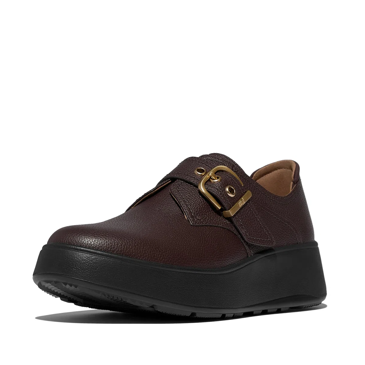 Fitflop Women's F-Mode Stitch Tumbled-Leather Monk Strap Shoes Loafer