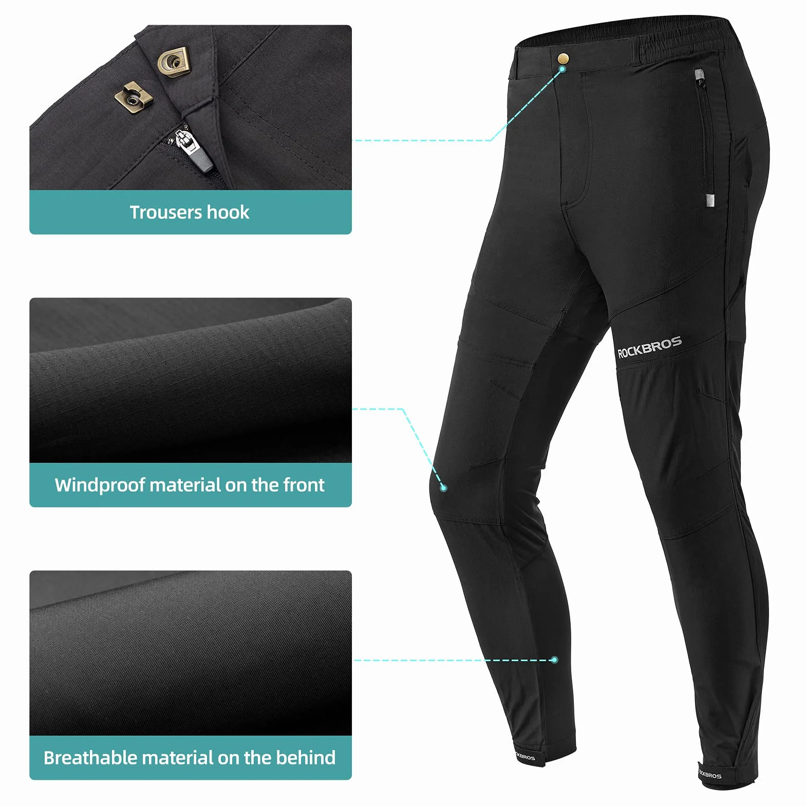 ROCKBROS Herren Fahrradhose 2 in 1 Lang Radlerhose Fahrradunterhose mit sitzpolster Sommer Herbst Atmungsaktiv Hose
