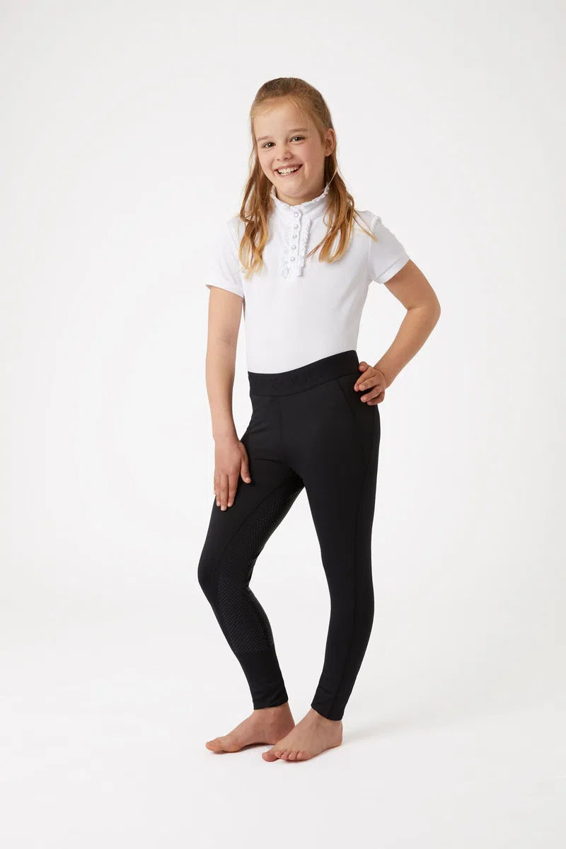 HORZE Kinder Reitleggings Madison, Vollbesatz Reithose Mädchen mit Silikon für besseren Halt im Sattel, Schwarz, 158/164