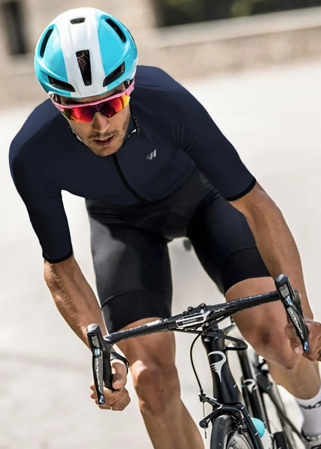 Wulibike Triathlon Anzug Herren Trisuit Kurzarm,Hohe Elastizität atmungsaktiv schnelltrocknend Tri Suit Triathlonanzug für Herren Rennen und Triathlon Wettkämpfe Blau 2025 XL