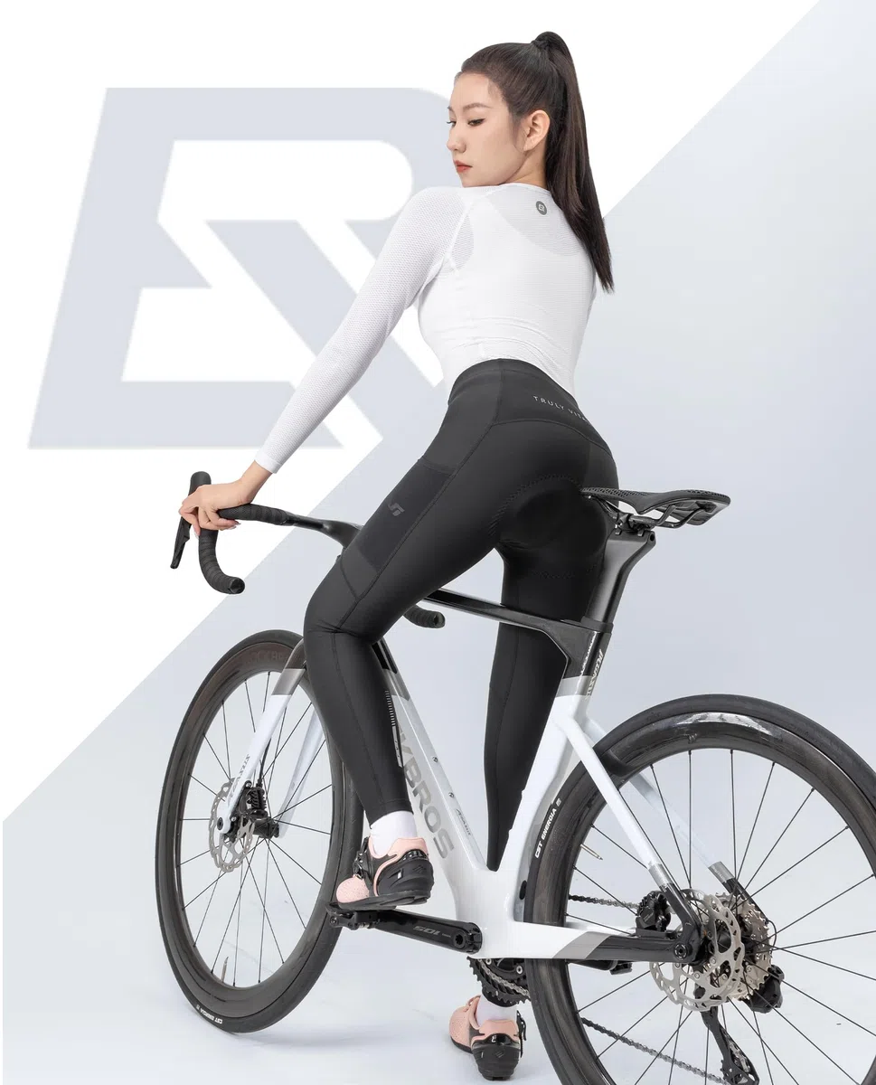 ROCKBROS TVI Winter Fahrradhose Damen Gepolstert Lang, Elastische Radhose Atmungsaktive Dehnbare Fahrradrennrad Hose Woman Sitzpolster GepräGtes Stoff