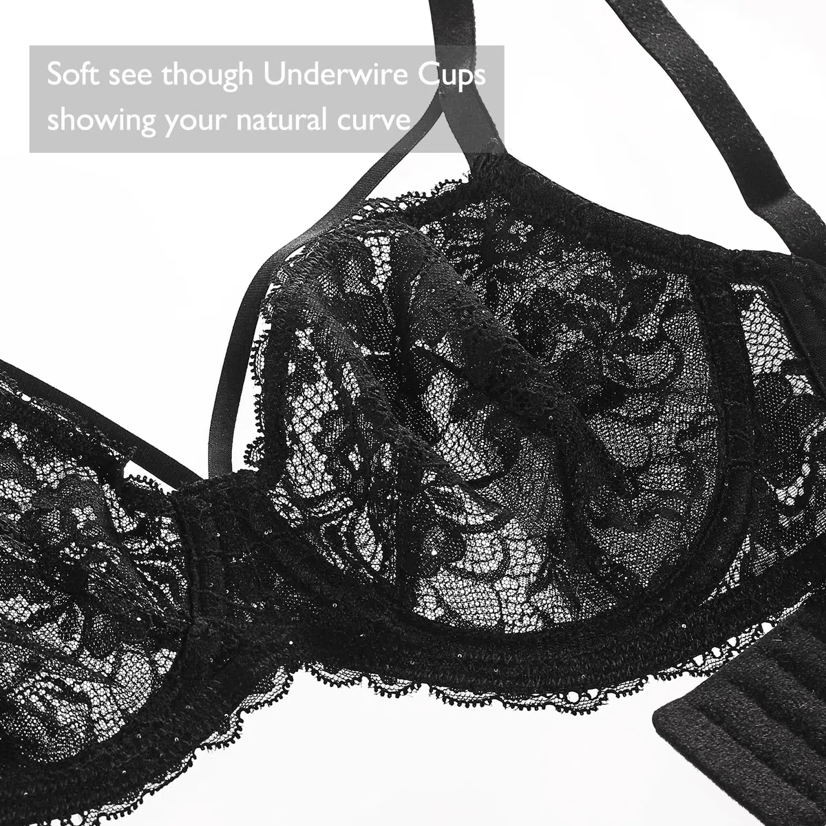 DotVol Damen Große Größen Minimizer BH Durchsichtige Ungepolsterte Spitze Unterwäsche Alltag Bra mit Schnürung